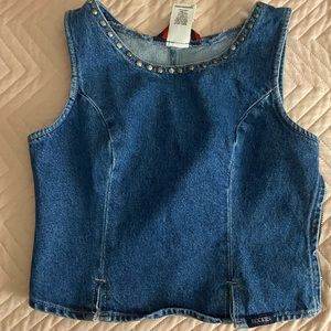 Crop top sleeveless Jean tank top. Denim top.
